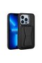 iPhone 13 Pro Max Compatible Card Holder Stand Pu Leather Memo Case-Black