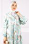 Mint Half Button Patterned Dress - 4