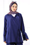 Navy Blue Kimono Modal Trouser Suit - 4