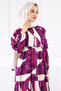 Purple Half Button Skirt Layered Dress - 4