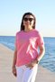 Women's Pink Crew Neck Bird Printed Stone Detailed T-Shirt