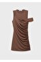 Asymmetric Strap Draped Dress - 3