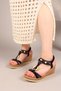 Floral Butterfly and Flower Buckle Wedge Heeled Shoes Black - 3