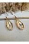 Gold color mid open drop shape long earrings