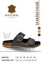 Double Buckle Adjustable Genuine Leather Men's Slippers Natural Leather Slippers t Smoked - 2