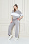 Women's Front and Sleeve Stripe Detailed Modal Fabric Short Sleeve Tracksuit Set - 4