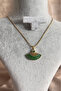 Zircon Stone Enamel Steel Fan Necklace - 3
