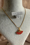 Zircon Stone Enamel Steel Fan Necklace - 2