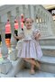 Defne Cappuccino Floral Vintage Baby Girl Dress, Birthday Dress, Photo Shoot Dress, Suitable for 0-7 Years - 2