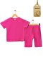 Girl Boy Basic Tshirt Capri - Summer Bottom Top Children's Set (Set of 2 Yellow Fuchsia) - 2