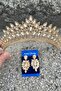 Alexa Gold Bridal Henna Crown Special Occasion Accessory Women's Crown and Thin Shuttle Earring Set