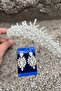 Alyce Cream Pearl Bridal Henna Crown Special Occasion Accessory Women's Crown and Thin Shuttle Earring Set - 3