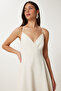 Strappy Backless Summer Linen Dress Cream Lfg0006 - 7