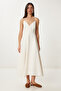 Strappy Backless Summer Linen Dress Cream Lfg0006 - 4