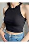 HALTER YAKA SİYAH ASKILI CROP - 3