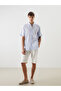 Giyçık Store Den Blue Regular Fit Linen Mixed Material Men's Shirt - 3