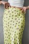 Summer Yellow Floral Pattern Viscose Satin Midi Length Skirt on Yellow Background - Yellow Background - 3