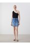 Black One Shoulder Crop Women's Knitwear Tank Top - 2