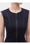 Navy Blue Crew Neck Women's Jean Dress - 3