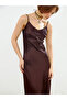 Xside Brown V-Neck Satin Dress - 2