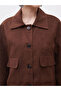 Shirt Collar Women's Suede Look Jacket - 3