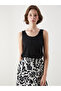 Black U-Neck Textured Women's Undershirt