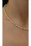 Mini White Bead Necklace with Gold Dorika Detail - 2