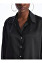 Plain Long Sleeve Oversize Satin Women's Shirt - 4