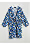 Lcw Modest Blue Shawl Collar Patterned Oversize Women's Kimono - 5