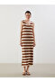 Esvab • Modern & Distinctive V Placketed Striped Women's Knitwear Dress