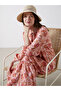 Pink Tie Collar Patterned A-Line Dress - 2