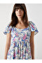Mixed U-Neck Floral Dress - 3