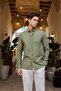 Turi Men's Cotton Shirt Modern Slim Fit Linen Look Long Sleeve - 5