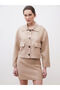 Shirt Collar Women's Suede Look Jacket - 2
