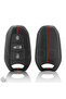 Peugeot Compatible 208, 308, 508, 2008, 3008, 5008 Semi-Patterned Silicone Key Case Cover (Black Red)