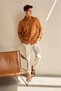 Turi Men's Cotton Shirt Modern Slim Fit Linen Look Long Sleeve - 4