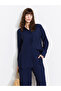 Navy Blue Textured Krinkle Women's Shirt Tunic