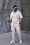 Men's Polo Neck T-Shirt, Relaxed Fit, Snap Detail, Bottom Top Suit