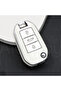 Peugeot Compatible 208, 301, 307, 308, 508, 2008, 3008, Partner Silver Edge Tpu Key Case Cover (White)