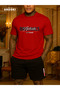 Original Streetwear Printed Cotton Fabric Men's Red T-Shirt-Black Shorts Set - 2