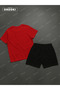 Original Streetwear Printed Cotton Fabric Men's Red T-Shirt-Black Shorts Set - 4