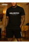 Wavy Unlimited Printed Cotton Fabric Men's Black T-Shirt-Black Shorts Set - 2