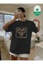 Women's Free Spirit Printed Red Smoked T-Shirt Oversize Loose - 2