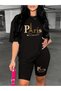 Women's Paris Romantic Printed T-Shirt, Scuba Diver Short Leggings (Leggings T-Shirt Set)