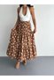 Women's Polka Dot Elastic Waist Full Mold Pleated Linen Fabric Long Skirt Length 100 cm - 2