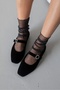 Burny Women's Belt Detail Velvet Ballerina Black - 2