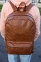 Faux Leather Leather Men's Backpack Brown - 4