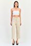 Women Cropped Straight Fit Washed Stretchable Jeans, Beige - 2