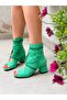 صندل صيفي بكعب 5 سم من SMILE GREEN SUEDE - 4