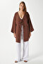 Women's Sandra 100% Cotton Muslin Lace-Up Brown Kimono - 2